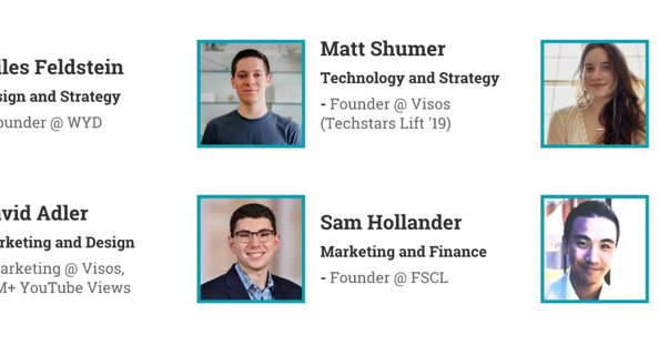 six headshot photos with student names next to each