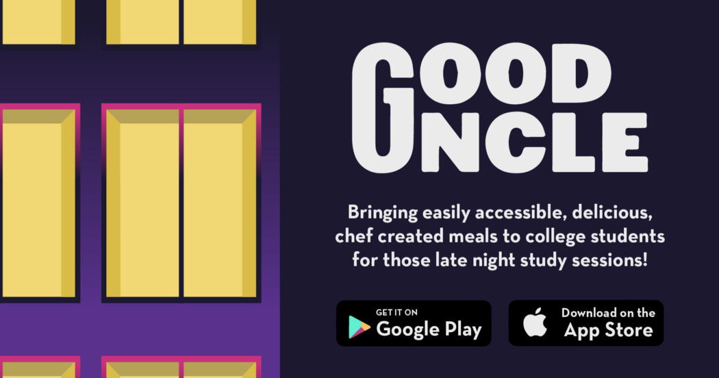 Good Uncle logo, with Google Play and Apple Store logo below
