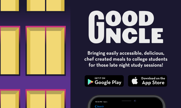 Good Uncle logo, with Google Play and Apple Store logo below