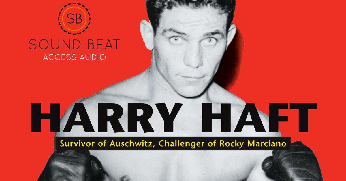 Book cover of "Harry Haft: Survivor of Auschwitz, Challenger of Rocky Marciano" featuring black and white image of Harry Haft in boxing gloves over a solid red background