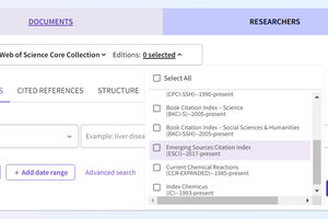 screen shot Web of Science
