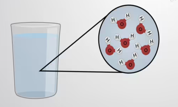 glass with area indicating magnification of atoms