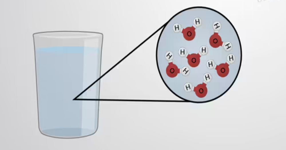 glass with area indicating magnification of atoms