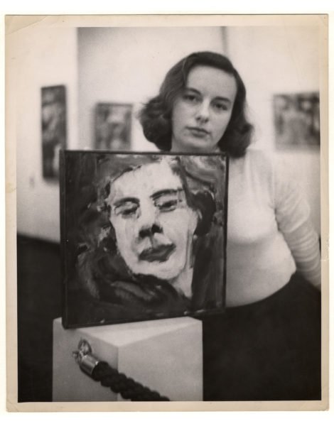 Grace Hartigan with self-portrait.