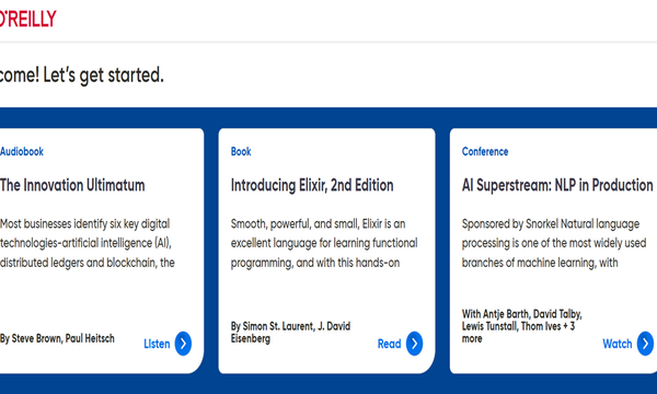 Part of the landing page of the resource O’Reilly for Higher Education.