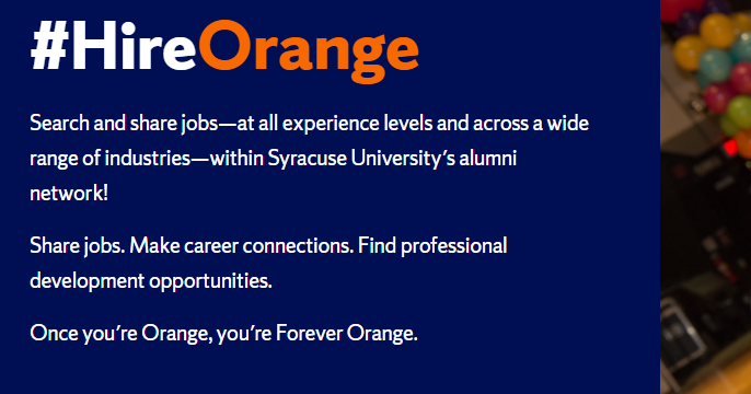HireOrange poster with blue background