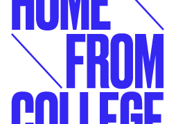 words Home from College in blue type