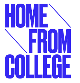 words Home from College in blue type