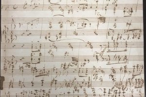 Music notation on parchment paper