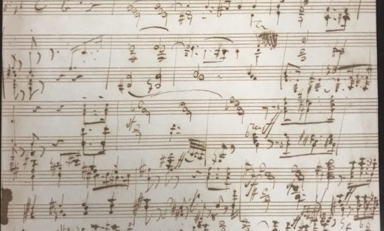 Music notation on parchment paper