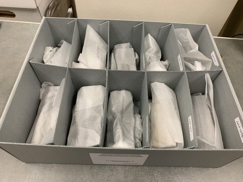 box with individual sections for objects in SCRC&#x27;s plastics collections