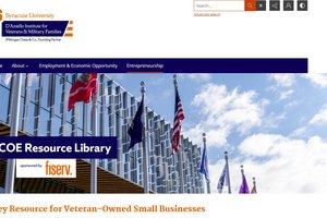 screen shot of Digital IVMF Library that shows image of building with flags at center