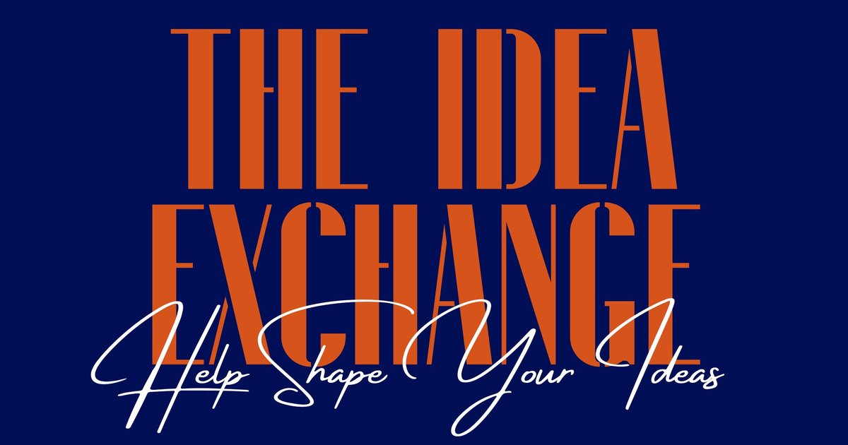 graphic with words in orange "The Idea Exchange"