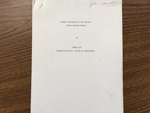 In 1966, the CFO research department publicly released their findings of a survey they conducted regarding Black parents’ perceptions of busing their children to predominately white schools. Seen here is the cover page of that survey.