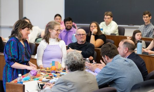 student presenting product ideas