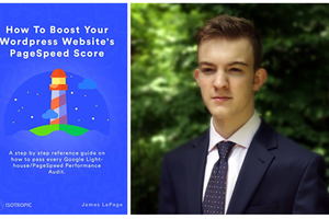 Young man and book cover