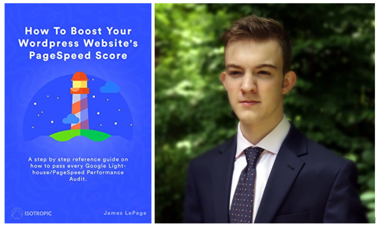 Young man and book cover
