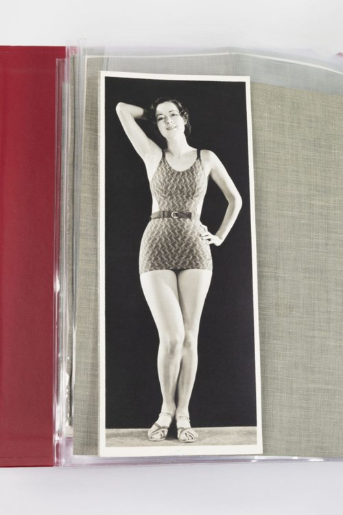 Model wearing 1930s Jantzen swimsuit