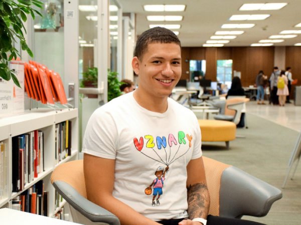Justin Diaz at the library
