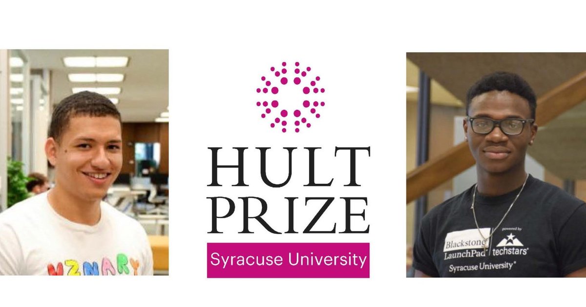 two male students and Hult Prize logo