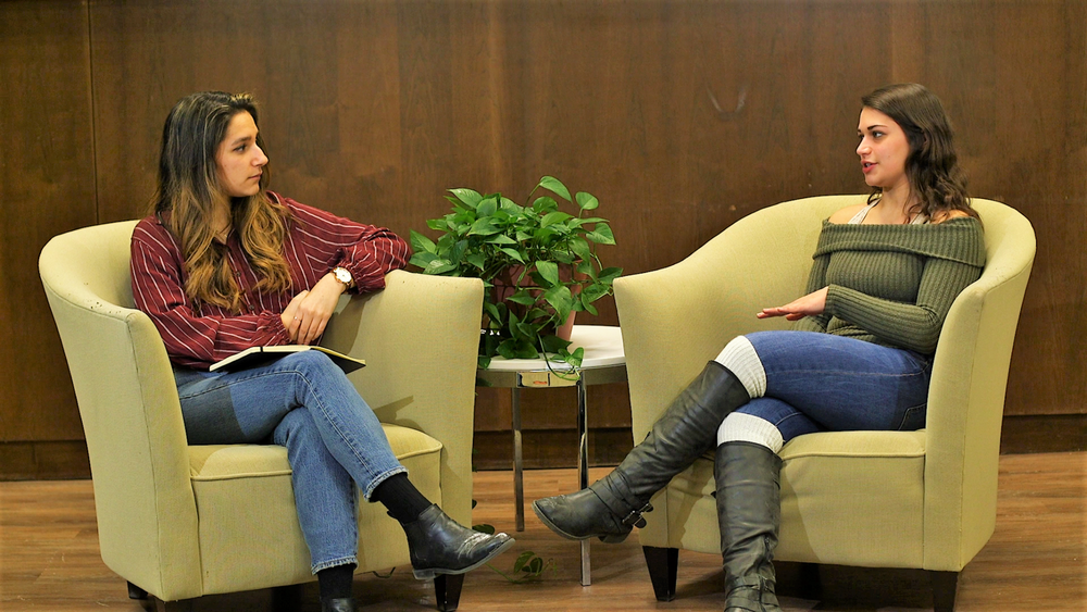 Kayla Simon and Angela O'Hare sitting
