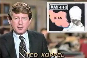 Screenshot of Nightline episode featuring Ted Koppel with coverage of the Iran hostage crisis.