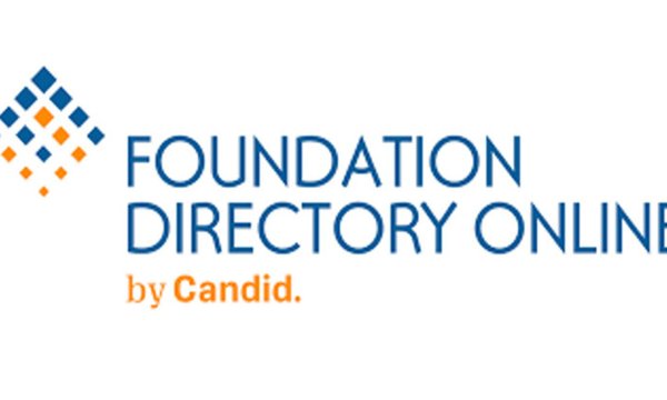 logo of blue and yellow dots in diamond shape with words Foundation Directory Online