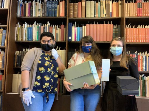 L-R- Aisha, Nora, and Tiffany in the archives.