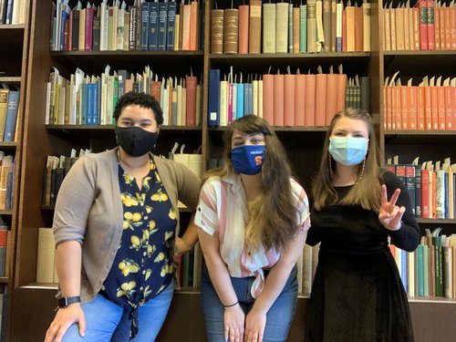 L-R- Aisha, Nora, and Tiffany in the archives.