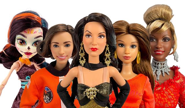 A selection of dolls representing Latin and Latina historical figures, cultural traditions, countries and professions