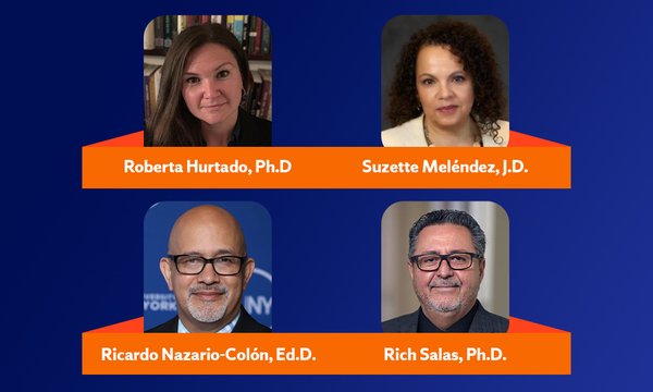 four headshots with names of speakers below