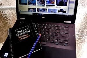study materials on a laptop