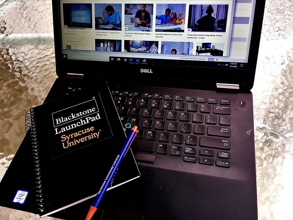 study materials on a laptop