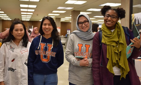 students at an event at SU Libraries