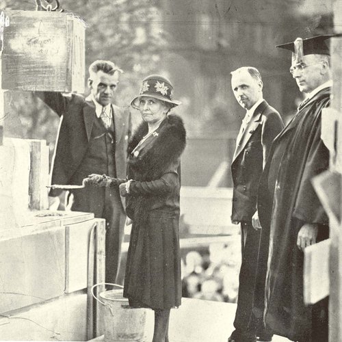 Laying of the cornerstone of Hendricks Chapel, June 9, 1929. Syracuse University Photograph Collection.
