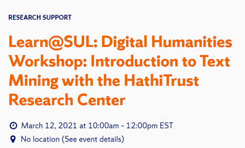 Learn at SUL Digital Humanities screenshot