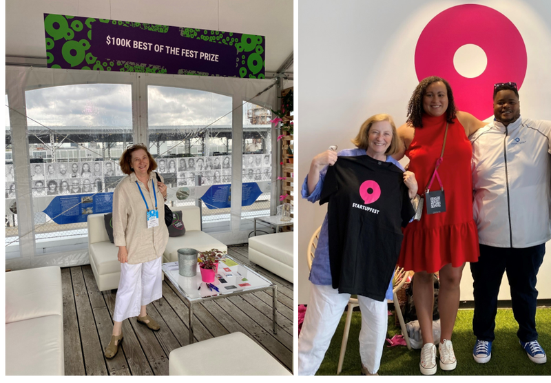 Linda Dickerson-Hartsock with Samadhi and Josh Aviv at Startupfest