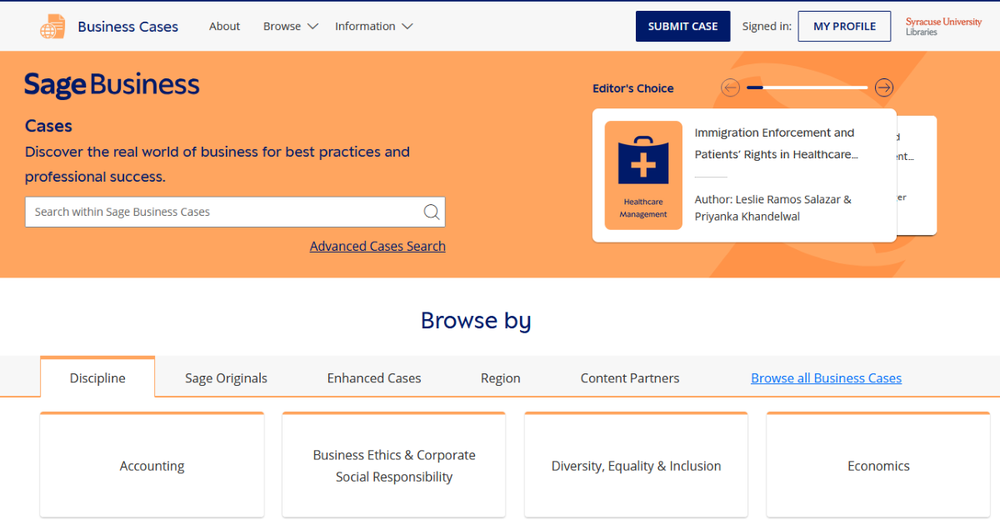 screen shot of business page