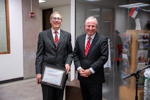 Merritt Lennox, Senior Data Systems Administrator, and David Seaman, Dean of Syracuse University Libraries and University Librarian