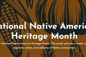 brown banner with words National Native American Heritage Month