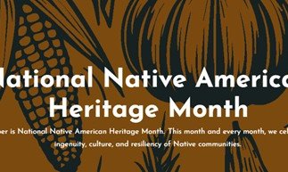 brown banner with words National Native American Heritage Month