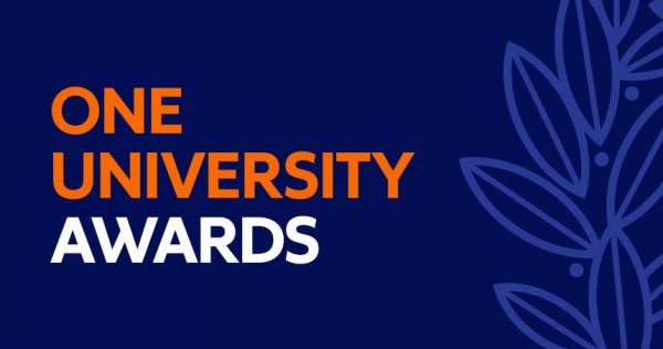 One University Awards text on blue background