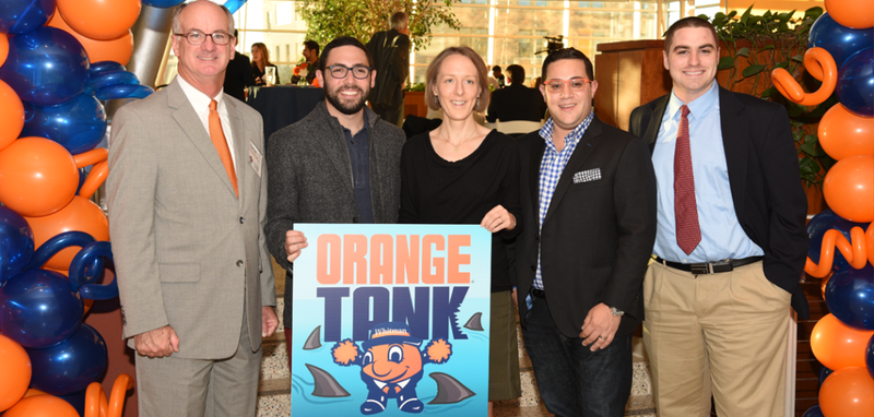 a group of judges holding orange tank poster