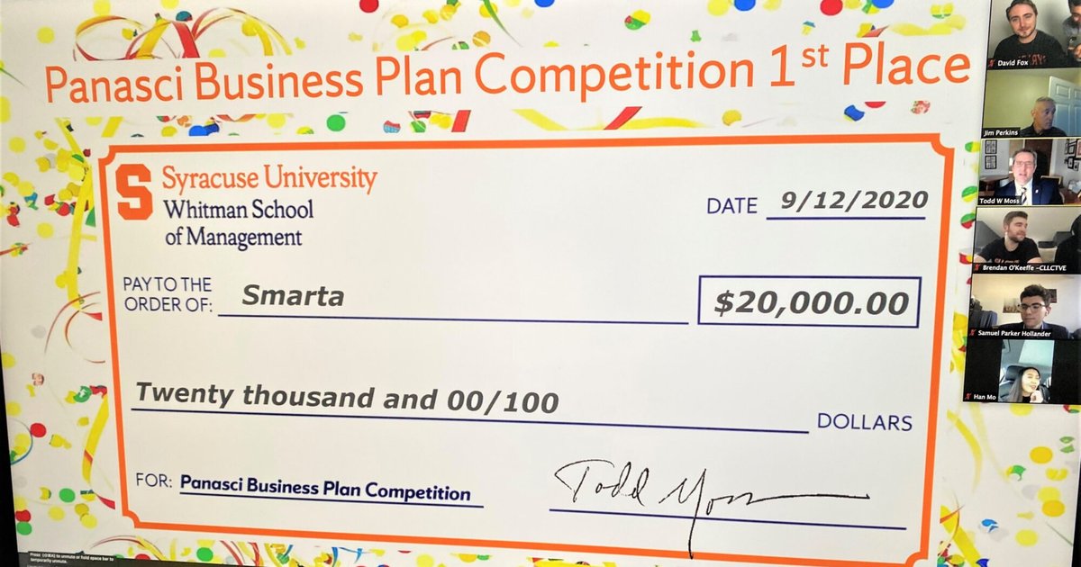 a check of $20,000 for Smarta