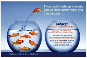 fish jumping out of bowl with other fish into bowl with competition info