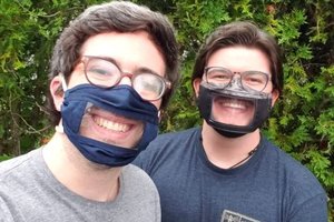 two brothers wearing accessible face masks