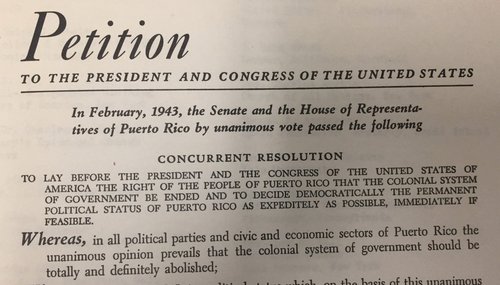 Petition to abolish the United States’ colonial governance of Puerto Rico.