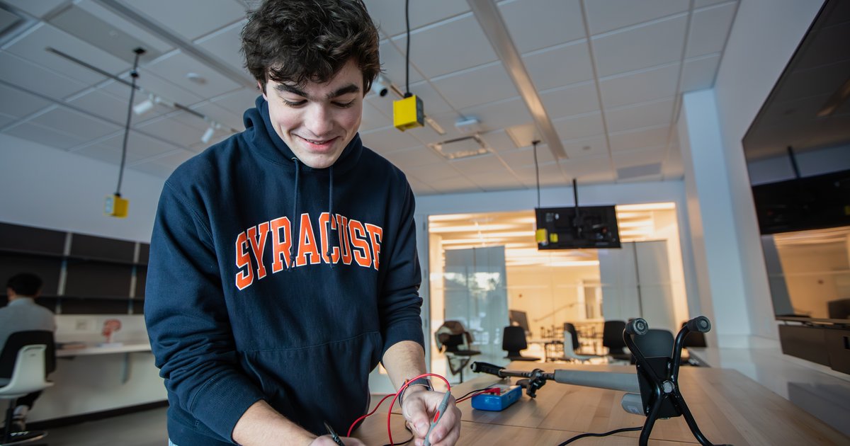 student working in lab