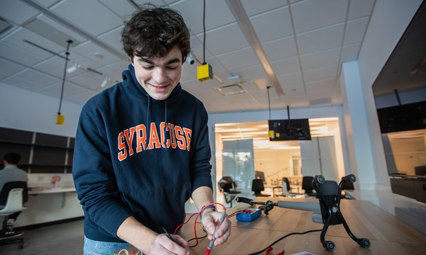 student working in lab