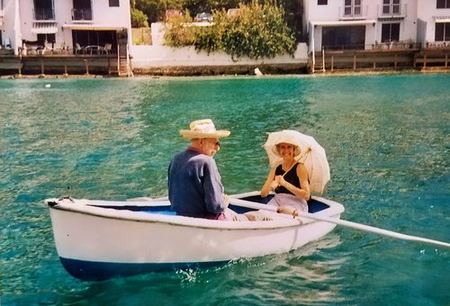 Photo of Ben and Mary in boat. Benjamin Spock and Mary Morgan Papers.